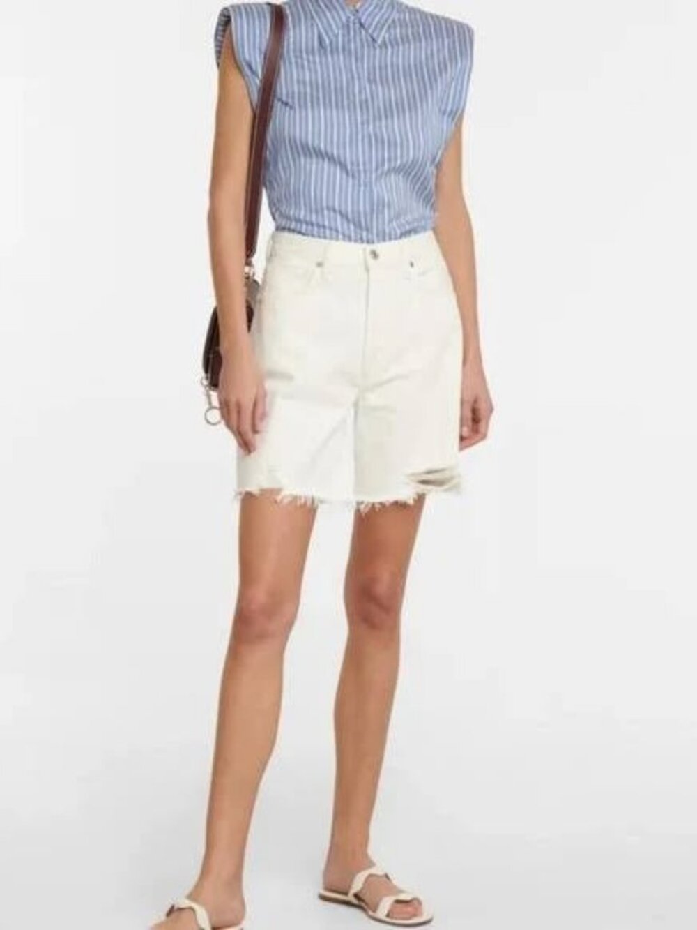 New CITIZENS OF HUMANITY Camilla Cutoffs Button-Fly White Jean Shorts 29